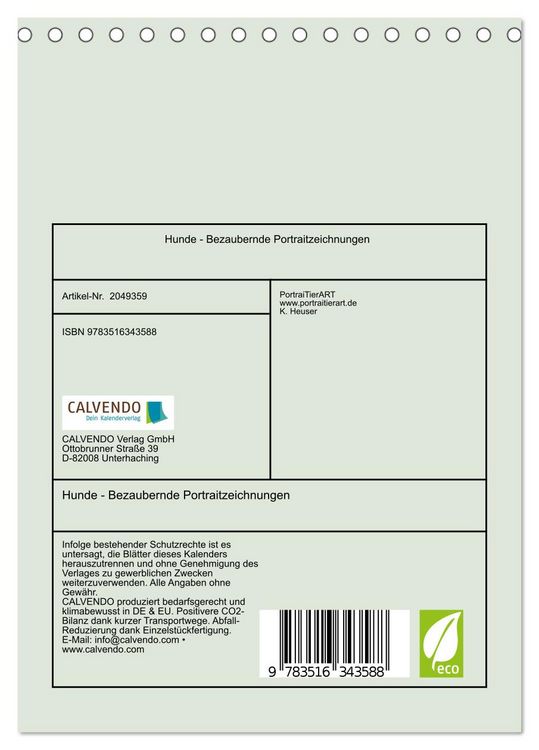 Produktbild: Hunde - Bezaubernde Portraitzeichnungen (Tischkalender 2026 DIN A5 hoch), CALVENDO Monatskalender