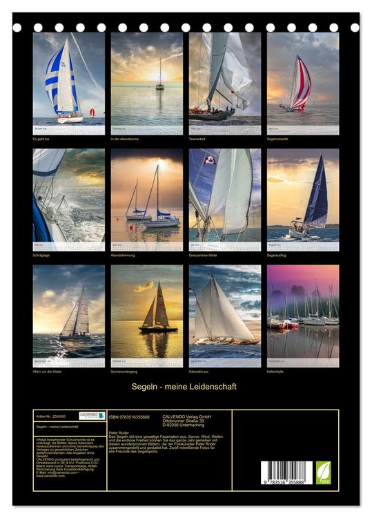 Produktbild: Segeln - meine Leidenschaft (Tischkalender 2026 DIN A5 hoch), CALVENDO Monatskalender