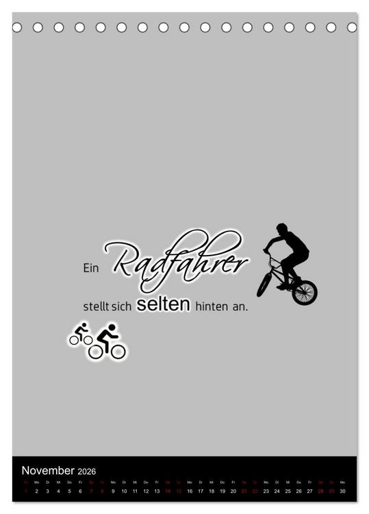 Produktbild: Markante, freche Spr&uuml;che rund ums Radfahren (Tischkalender 2026 DIN A5 hoch), CALVENDO Monatskalender