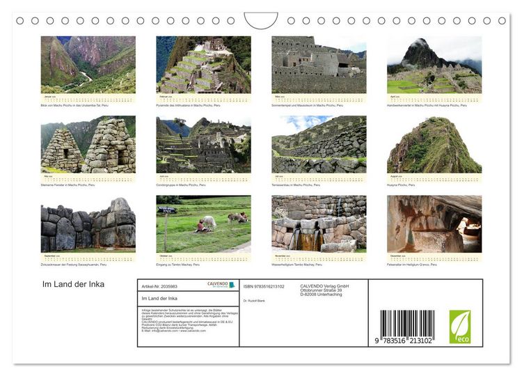 Produktbild: Im Land der Inka (Wandkalender 2026 DIN A4 quer), CALVENDO Monatskalender