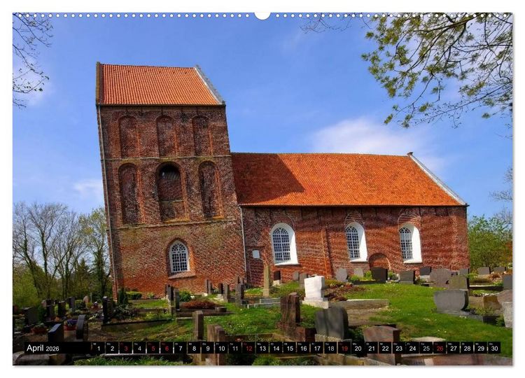 Produktbild: Kirchen in Ostfriesland (hochwertiger Premium Wandkalender 2026 DIN A2 quer), Kunstdruck in Hochglanz