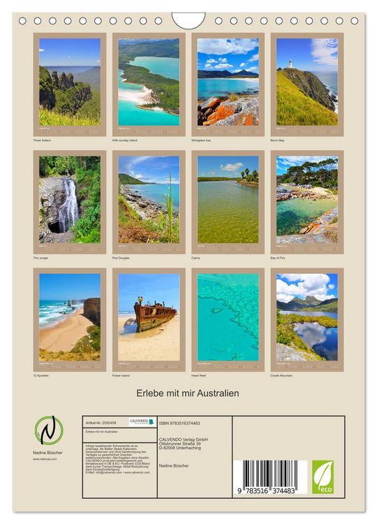 Produktbild: Erlebe mit mir Australien (Wandkalender 2026 DIN A4 hoch), CALVENDO Monatskalender