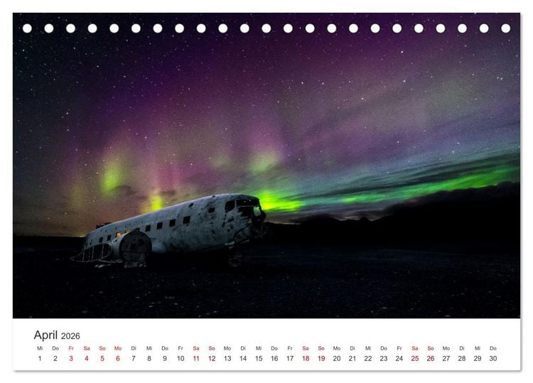 Produktbild: Polarlichter - Einzigartige Himmelsph&auml;nomene im Norden (Tischkalender 2026 DIN A5 quer), CALVENDO Monatskalender