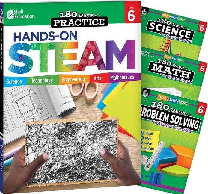 Produktbild: 180 Days(r) Steam, Science, Math, & Problem Solving Grade 6: 4-Book Set