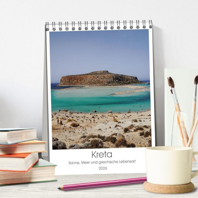 Produktbild: Kreta - Sonne, Meer und griechische Lebensart (Tischkalender 2026 DIN A5 hoch), CALVENDO Monatskalender