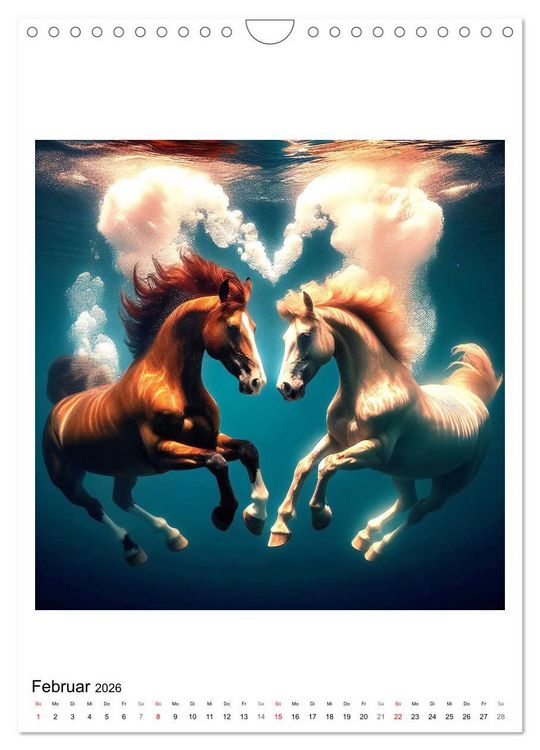 Produktbild: Pferde unter Wasser - Saddle up, die Tauchfahrt beginnt (Wandkalender 2026 DIN A4 hoch), CALVENDO Monatskalender