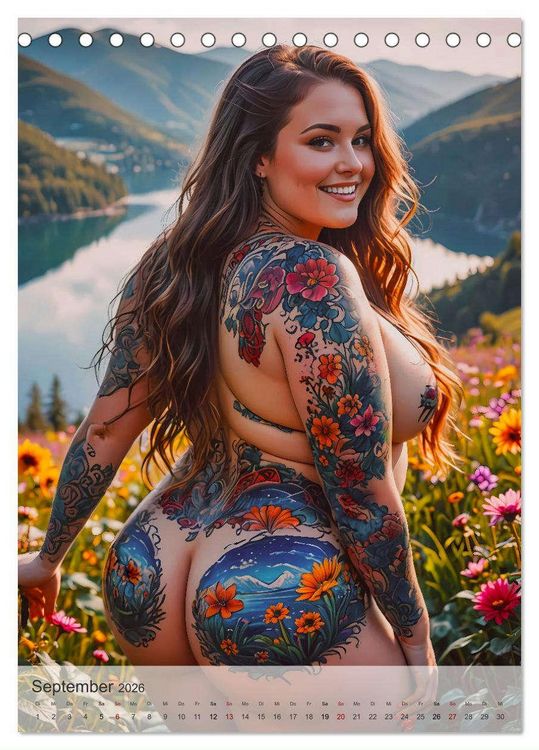 Produktbild: Verf&uuml;hrerische Momente - Kurven und Tattoos (Tischkalender 2026 DIN A5 hoch), CALVENDO Monatskalender