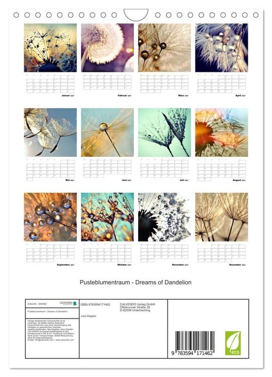 Produktbild: Pusteblumentraum - Dreams of Dandelion (Wandkalender 2027 DIN A4 hoch), CALVENDO Monatskalender
