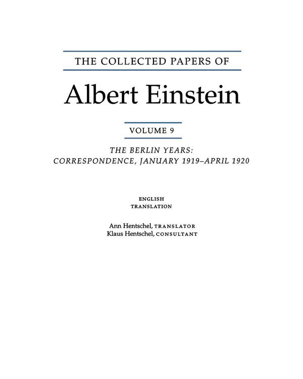 Produktbild: The Collected Papers of Albert Einstein, Volume 9. (English)