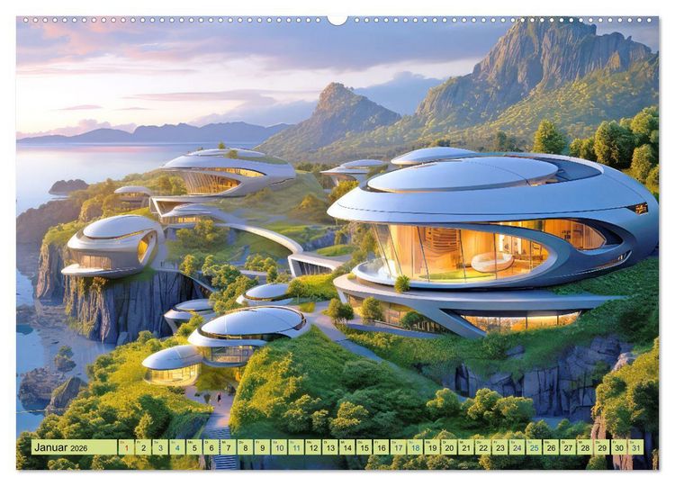 Produktbild: Futuristische moderne Behausungen (Wandkalender 2026 DIN A2 quer), CALVENDO Monatskalender