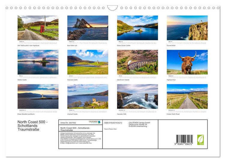 Produktbild: North Coast 500 - Schottlands Traumstra&szlig;e (Wandkalender 2026 DIN A3 quer), CALVENDO Monatskalender