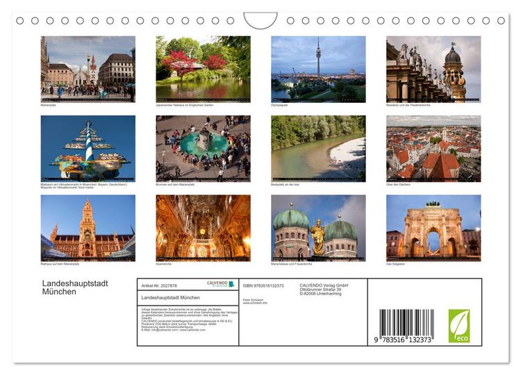 Produktbild: Landeshauptstadt M&uuml;nchen (Wandkalender 2026 DIN A4 quer), CALVENDO Monatskalender