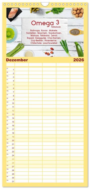 Produktbild: Familienplaner 2026 - Vitalstoffe - fit essen mit 5 Spalten (Wandkalender, 21 x 45 cm) CALVENDO