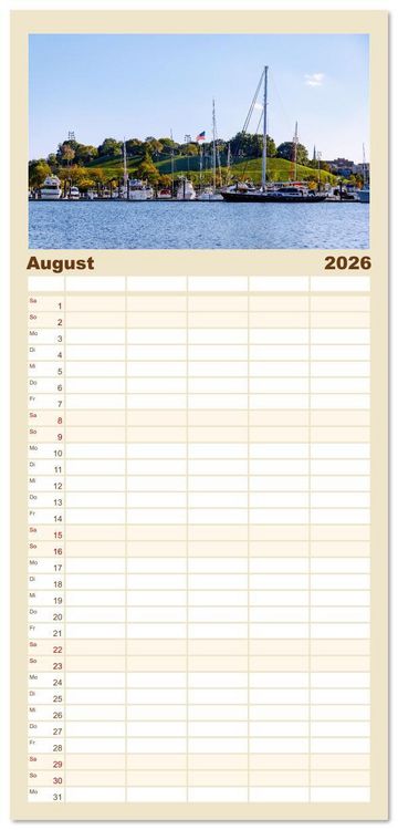 Produktbild: Familienplaner 2026 - Baltimore. Maritimer Charme an der Ostk&uuml;ste der USA mit 5 Spalten (Wandkalender, 21 x 45 cm) CALVENDO