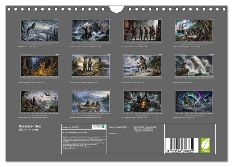 Produktbild: Klassiker des Abenteuers (Wandkalender 2027 DIN A4 quer), CALVENDO Monatskalender