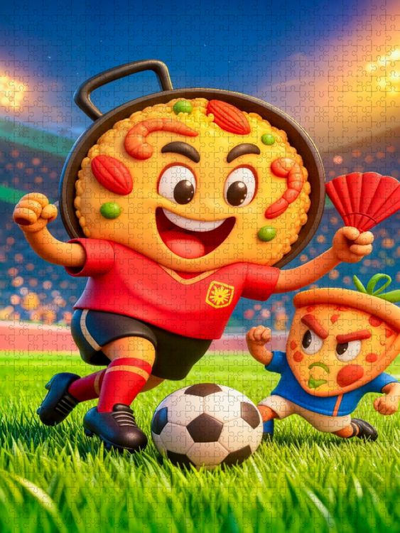 Produktbild: CALVENDO Puzzle 3D Fussballmotiv Spanien gegen Italien Duell | 1000 Teile Lege-Gr&ouml;&szlig;e 64x48cm Foto-Puzzle f&uuml;r gl&uuml;ckliche Stunden
