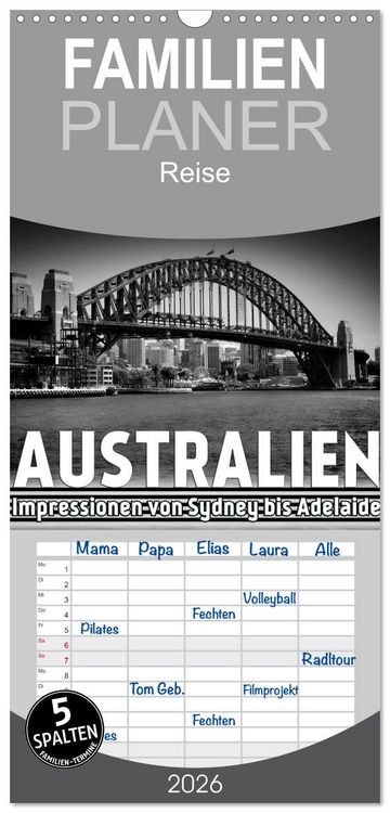 Produktbild: Familienplaner 2026 - AUSTRALIEN Impressionen von Sydney bis Adelaide mit 5 Spalten (Wandkalender, 21 x 45 cm) CALVENDO