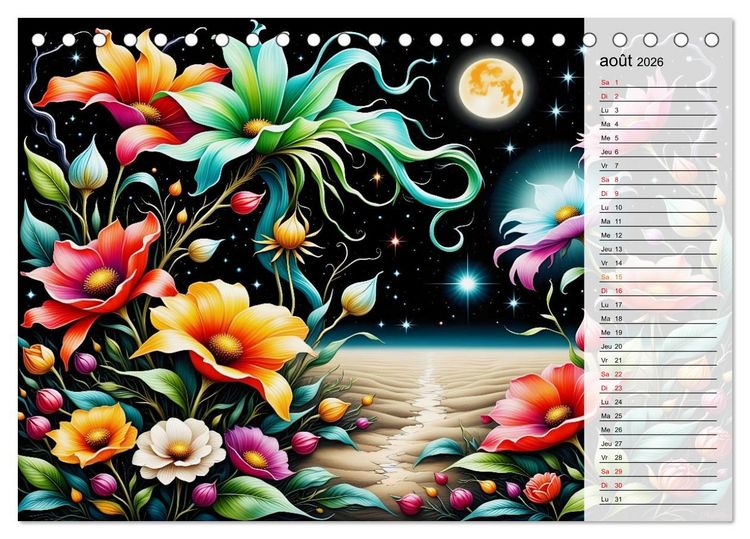 Produktbild: Fleurs de la nuit (Calendrier de bureau 2026 DIN A5 vertical), CALVENDO calendrier mensuel