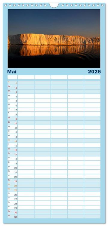 Produktbild: Familienplaner 2026 - EISIGE GIGANTEN in der DISKOBUCHT mit 5 Spalten (Wandkalender, 21 x 45 cm) CALVENDO