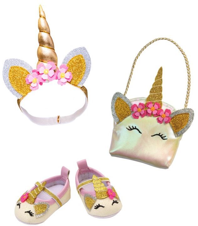 Produktbild: Heless - Glitzer-Einhorn, 3tlg.: Ballerinas, Tasche und Haarband, Gr. 30-34 cm