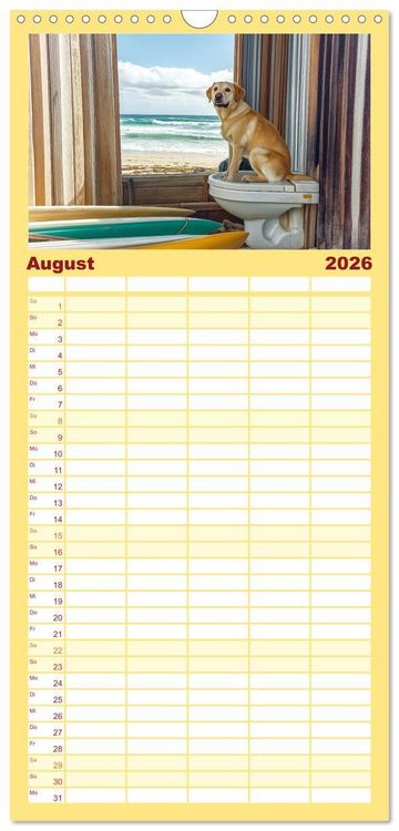Produktbild: Familienplaner 2026 - Sitz, Platz, Sp&uuml;l - Hunde auf dem Thron mit 5 Spalten (Wandkalender, 21 x 45 cm) CALVENDO