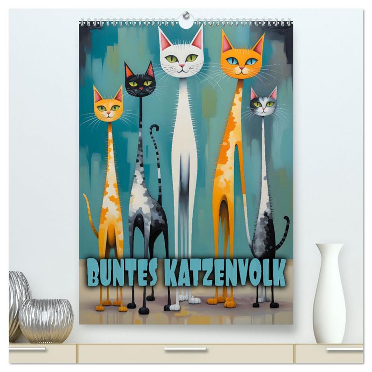 Produktbild: Buntes Katzenvolk (hochwertiger Premium Wandkalender 2026 DIN A2 hoch), Kunstdruck in Hochglanz