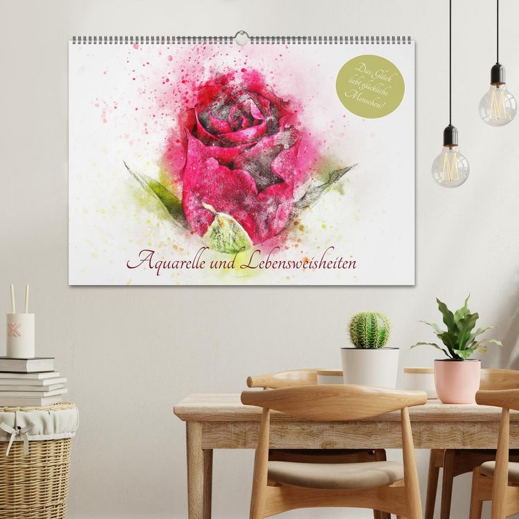 Produktbild: Aquarelle und Lebensweisheiten (Wandkalender 2026 DIN A2 quer), CALVENDO Monatskalender