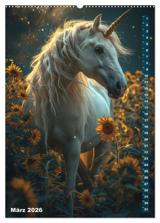 Produktbild: M&auml;rchenhafte Einhornreise - Ein Jahr voller Magie (hochwertiger Premium Wandkalender 2026 DIN A2 hoch), Kunstdruck in Hochglanz