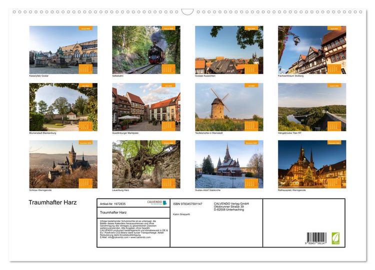 Produktbild: Traumhafter Harz (Wandkalender 2026 DIN A2 quer), CALVENDO Monatskalender