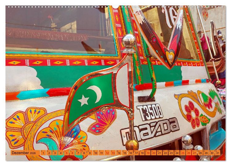 Produktbild: Pakistan farbenfrohe Busse (hochwertiger Premium Wandkalender 2026 DIN A2 quer), Kunstdruck in Hochglanz