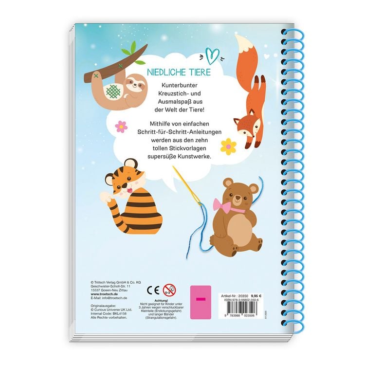 Produktbild: Tr&ouml;tsch Bastelbuch Besch&auml;ftigungsbuch Meine ersten Kreuzstichbilder Niedliche Tiere