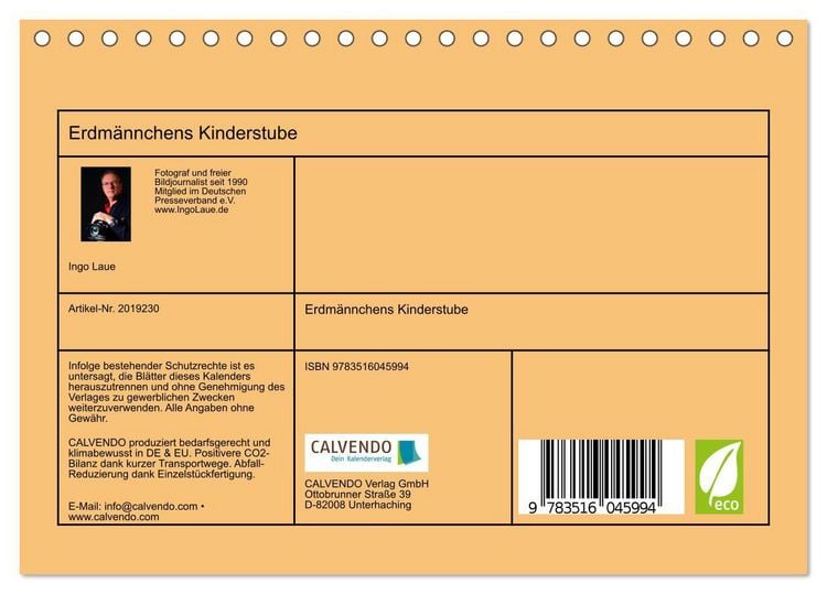 Produktbild: Erdm&auml;nnchens Kinderstube (Tischkalender 2026 DIN A5 quer), CALVENDO Monatskalender