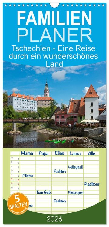 Produktbild: Familienplaner 2026 - Tschechien - Eine Reise durch ein wundersch&ouml;nes Land mit 5 Spalten (Wandkalender, 21 x 45 cm) CALVENDO