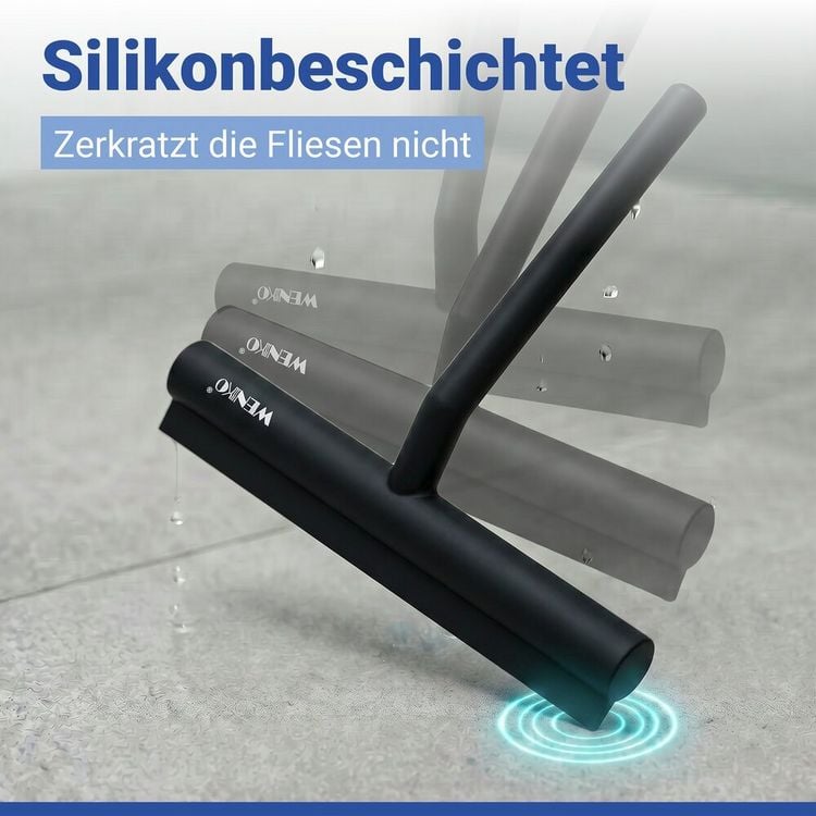 Produktbild: Duschabzieher Mod. Mola Schwarz, aus Edelstahl, ummantelt mit Silikon
