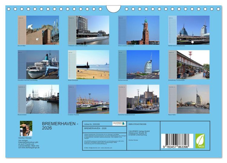 Produktbild: BREMERHAVEN - 2026 (Wandkalender 2026 DIN A4 quer), CALVENDO Monatskalender