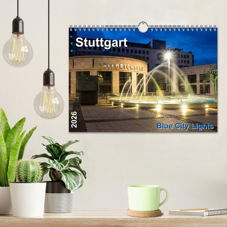 Produktbild: Stuttgart - Blue City Lights (Wandkalender 2026 DIN A4 quer), CALVENDO Monatskalender