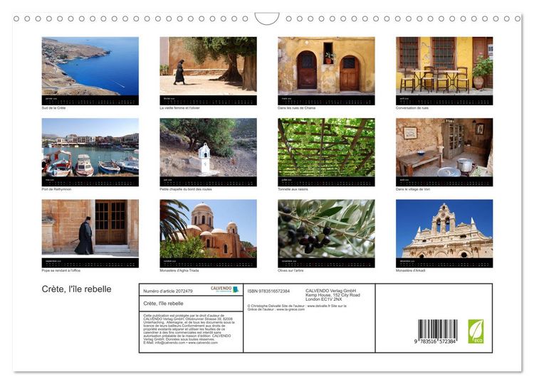 Produktbild: Cr&egrave;te, l'&icirc;le rebelle (Calendrier mural 2026 DIN A3 vertical), CALVENDO calendrier mensuel