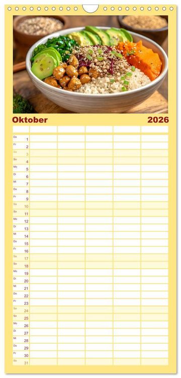 Produktbild: Familienplaner 2026 - Vegane Bowls - Eine Sch&uuml;ssel voller Geschmack mit 5 Spalten (Wandkalender, 21 x 45 cm) CALVENDO