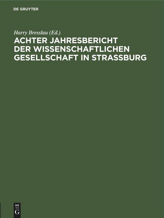 Produktbild: Achter Jahresbericht der Wissenschaftlichen Gesellschaft in Strassburg