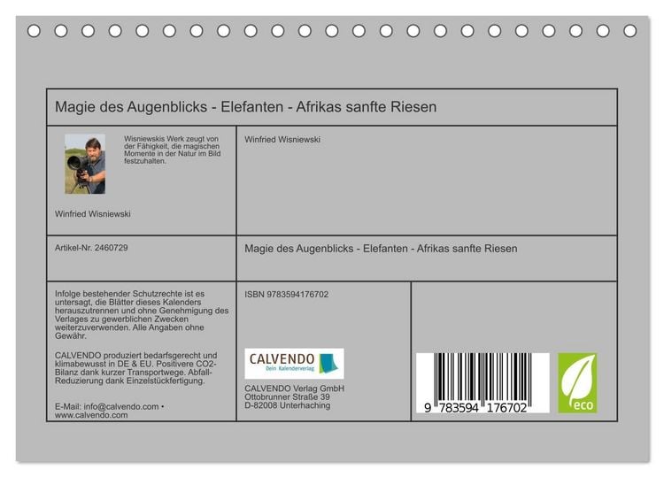 Produktbild: Magie des Augenblicks - Elefanten - Afrikas sanfte Riesen (Tischkalender 2027 DIN A5 quer), CALVENDO Monatskalender