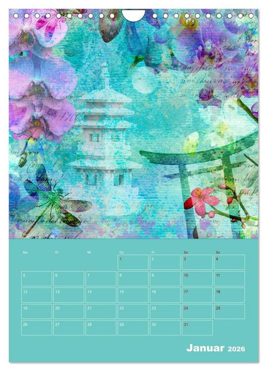 Produktbild: Kunterbunt gemischt - Kunterbunt gemischt - Farbenfroher Jahresplaner mit aufw&auml;ndigen Pflanzencollagen (Wandkalender 2026 DIN A4 hoch), CALVENDO Monatskalender