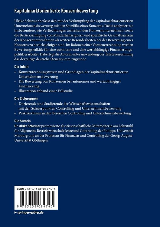 Produktbild: Kapitalmarktorientierte Konzernbewertung