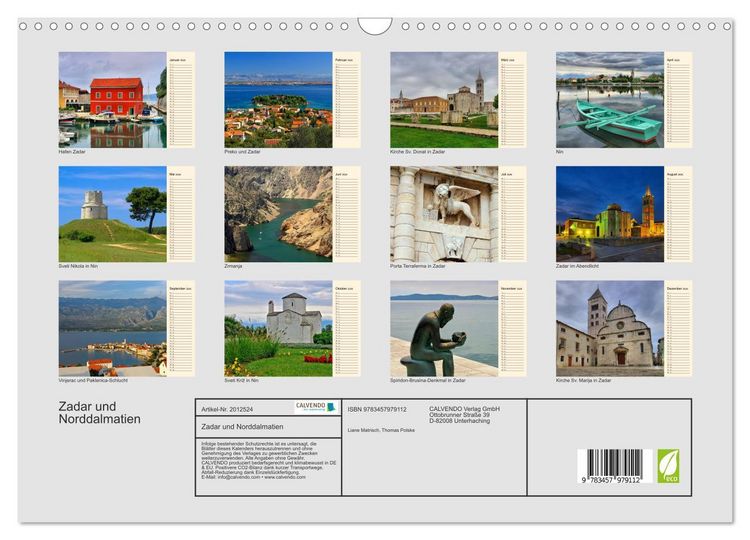 Produktbild: Zadar und Norddalmatien (Wandkalender 2026 DIN A3 quer), CALVENDO Monatskalender