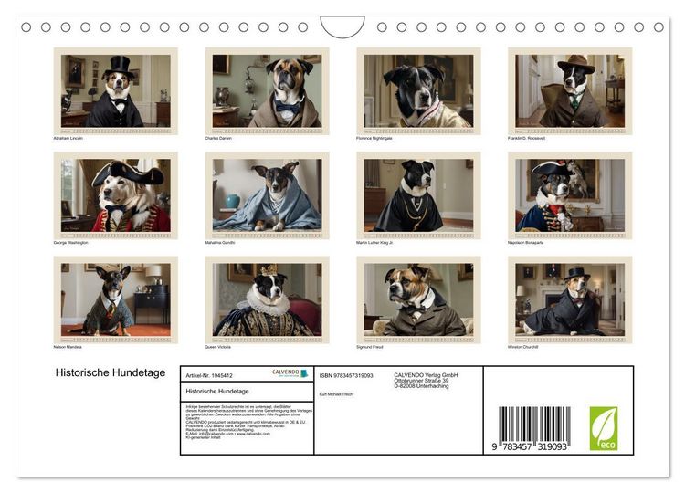 Produktbild: Historische Hundetage (Wandkalender 2026 DIN A4 quer), CALVENDO Monatskalender
