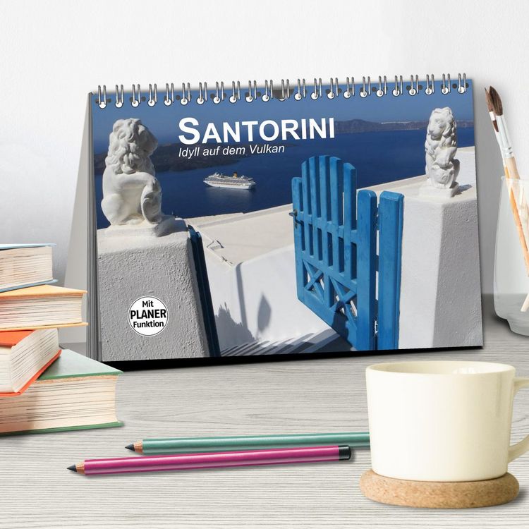 Produktbild: SANTORINI - Idyll auf dem Vulkan (Tischkalender 2026 DIN A5 quer), CALVENDO Monatskalender
