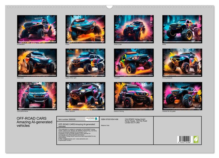 Produktbild: OFF-ROAD CARS Amazing AI-generated vehicles (Wall Calendar 2026 DIN A2 landscape), CALVENDO 12 Month Wall Calendar