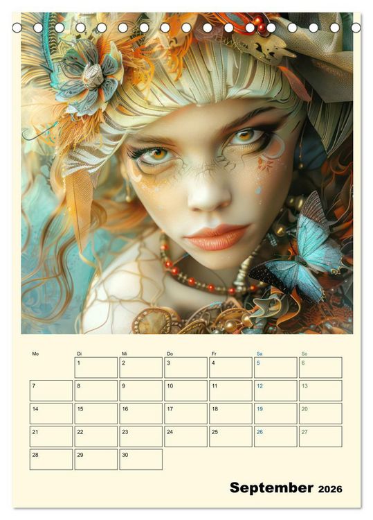 Produktbild: Surreale Frauenportraits im venezianischen Stil - Planer (Tischkalender 2026 DIN A5 hoch), CALVENDO Monatskalender