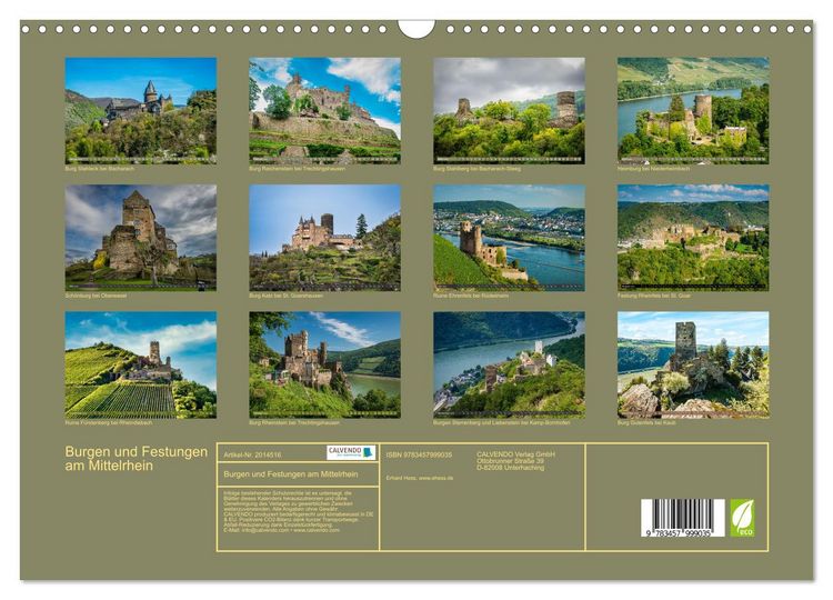 Produktbild: Burgen und Festungen am Mittelrhein (Wandkalender 2026 DIN A3 quer), CALVENDO Monatskalender