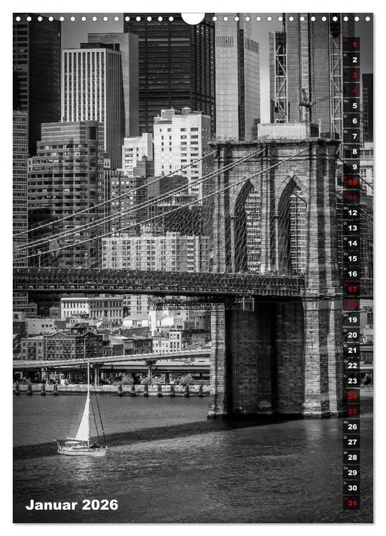 Produktbild: NEW YORK CITY Monochrome Stadtansichten (Wandkalender 2026 DIN A3 hoch), CALVENDO Monatskalender
