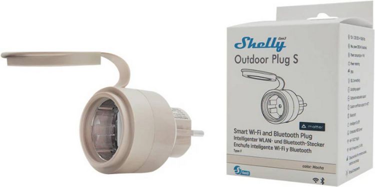 Produktbild: Shelly Outdoor Plug S Gen3 Funk-Steckdose